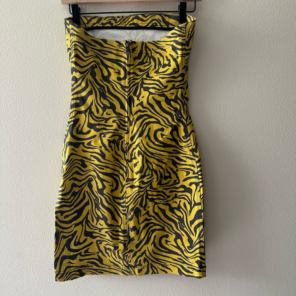 MIAOU Lotte Dress in Yellow Zebra Print designer Y2K 90’s vibe animal print sz S - Picture 4 of 8